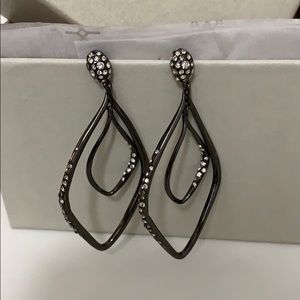 Alexis Bittar Gun Metal Swarovski Crystal Earrings